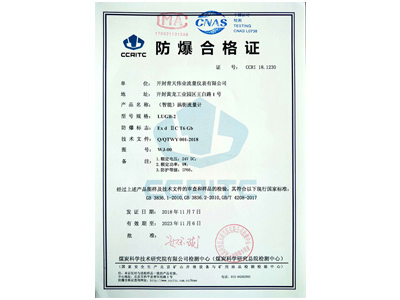 （智能）涡街米兰（中国）防爆证